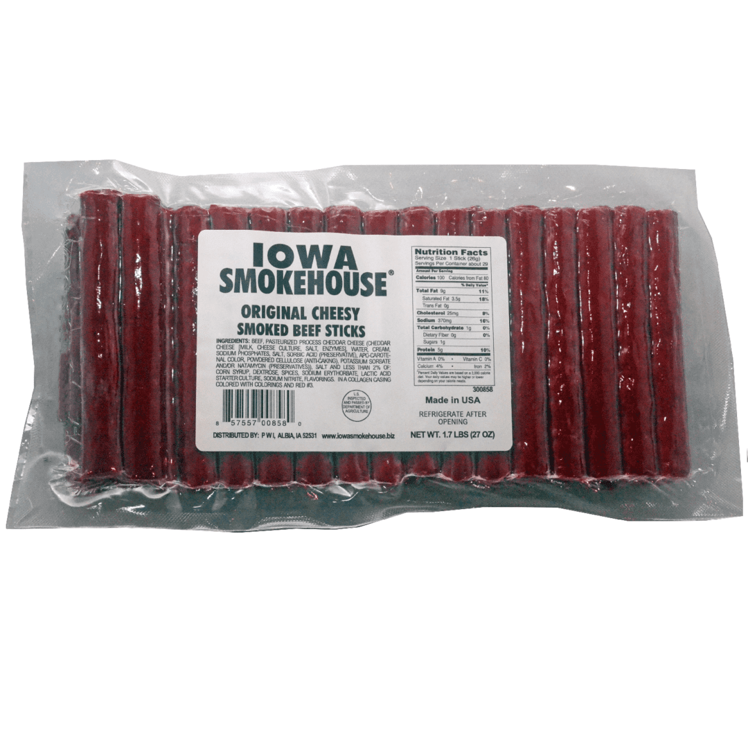 27 oz Smoked Beef Sticks Cheesy Original IOWA SMOKEHOUSE