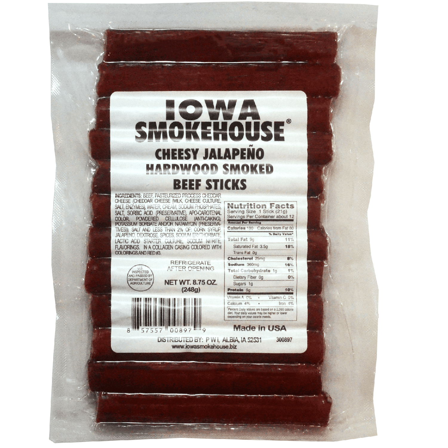 8.75 oz Beef Sticks Cheesy Jalapeño IOWA SMOKEHOUSE