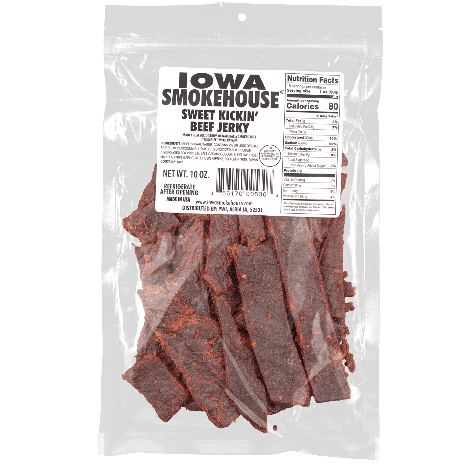10 oz Beef Jerky Sweet Kickin' - Iowa Smokehouse