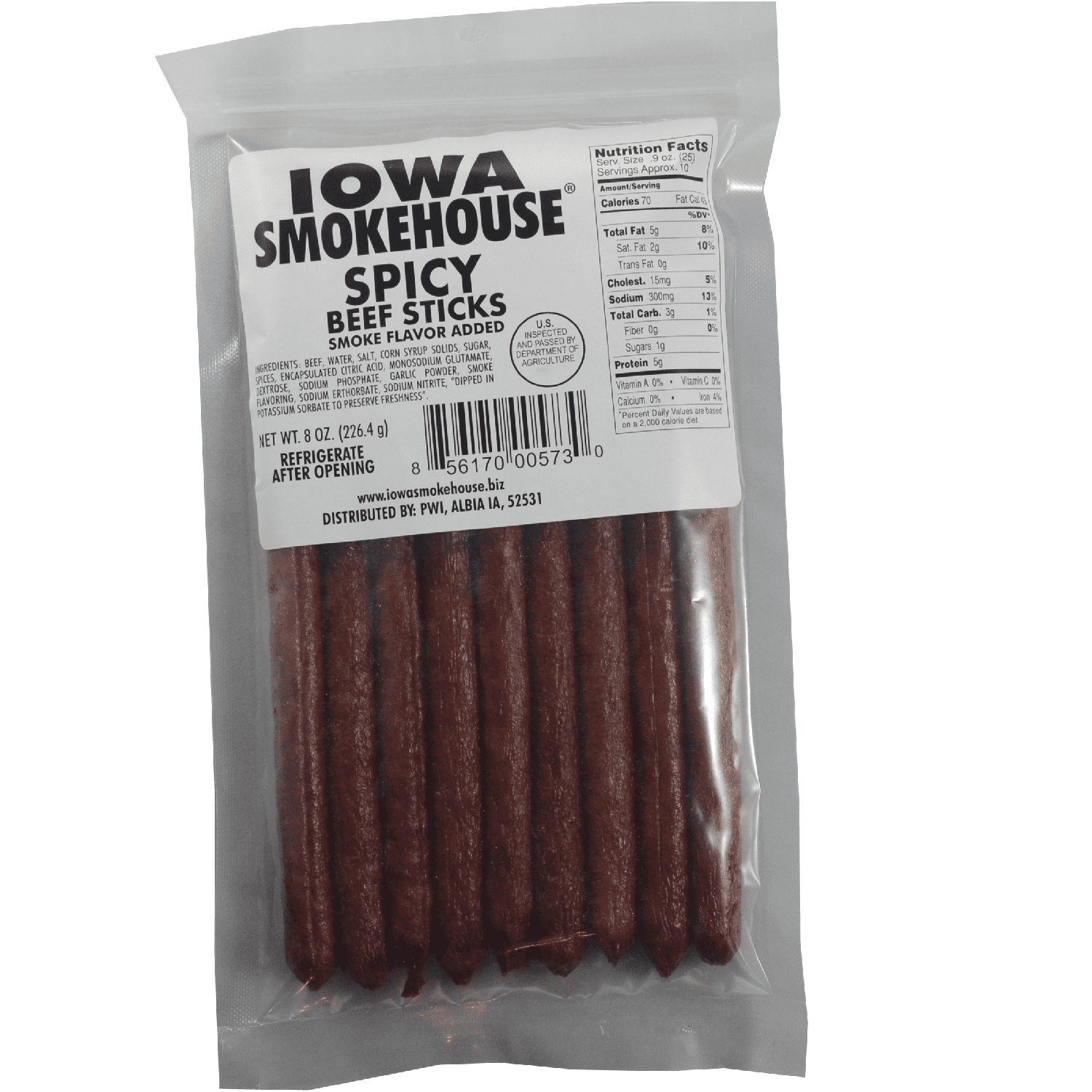 8 oz Beef Sticks Spicy - IOWA SMOKEHOUSE