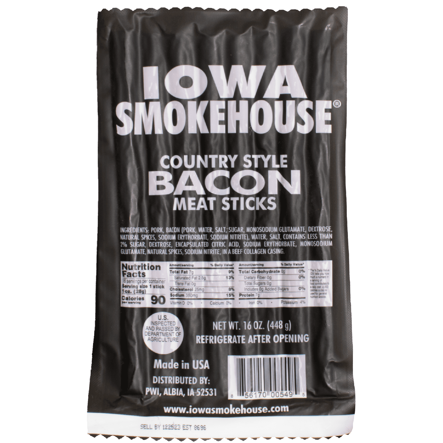 16 oz Country Style Meat Sticks Bacon IOWA SMOKEHOUSE